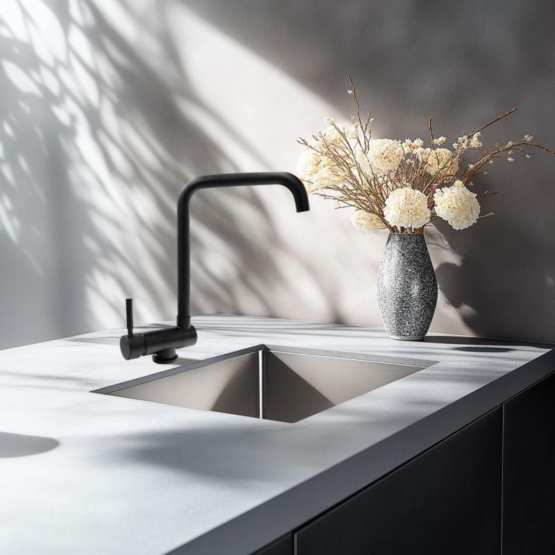 Graniteland Serenity Robinet de bucătărie negru cu gura pliabilă 1208969533.