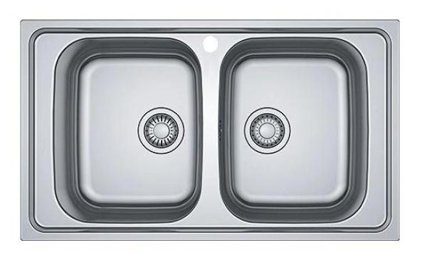 Franke Spark SKX 620-86 Chiuvetă dublă din inox cu orificiu pentru robinet Montare pe blat 86x50cm 101.0714.440