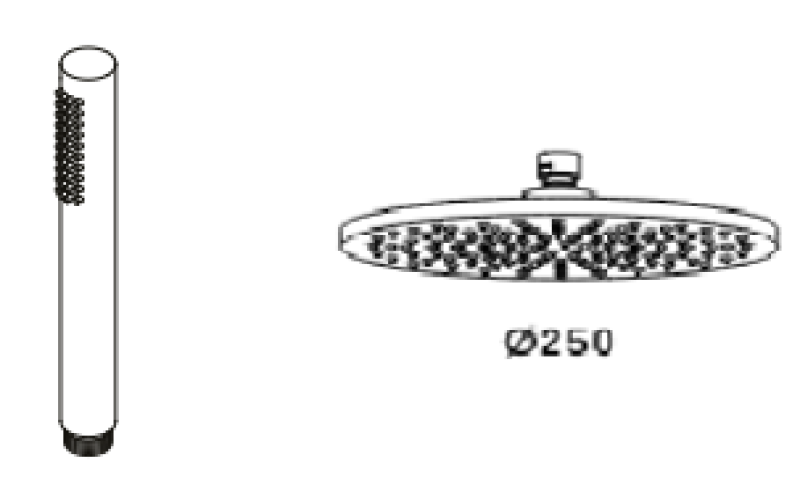 Waterevolution Flow thermostatische drieweg douchemengkraan met hand- en hoofddouche zwart 250mm T131TN25PR