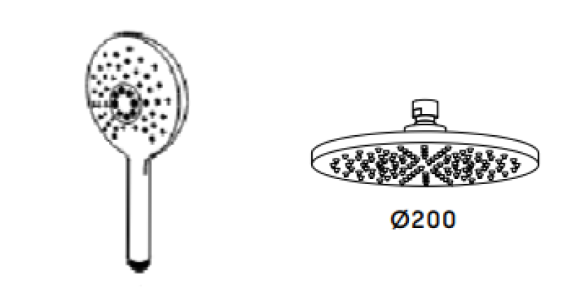 Waterevolution Flow thermostatische drieweg douchemengkraan met hoofddouche en ronde handdouche Messing T131TNRLE