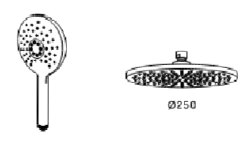 Waterevolution Flow thermostatische drieweg douchemengkraan met hoofddouche 250mm en ronde handdouche gun metal T131TNR25GME