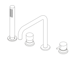 Waterevolution Flow 4-găuri Baterie de cadă pentru montaj pe marginea căzii complet din oțel inoxidabil H T138HIE