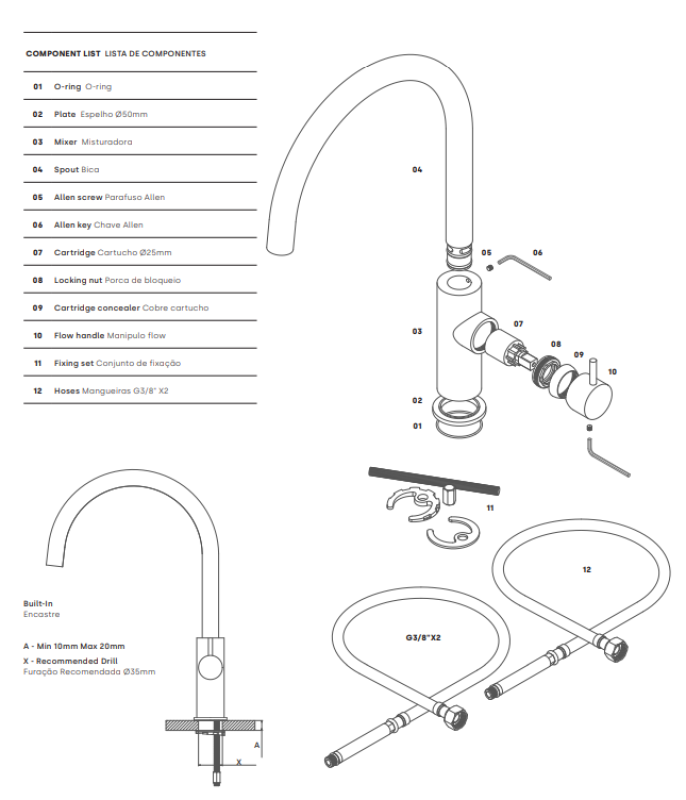 Waterevolution Flow robinet de bucătărie cu țeavă rotativă rotundă din oțel inoxidabil RVS T158UIE.