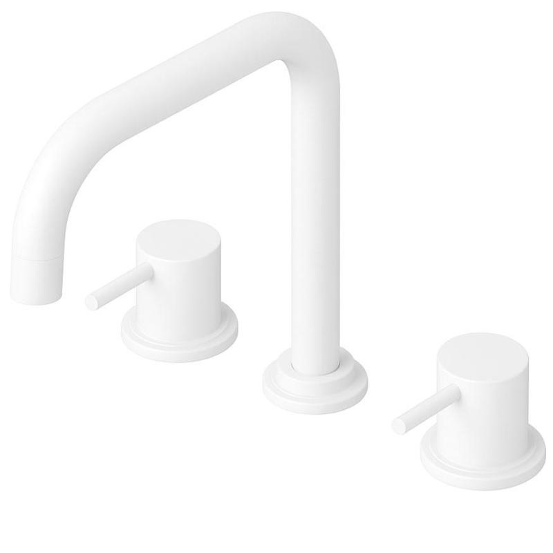 Waterevolution Flow 3-găuri robinet de bucătărie unghiular cu gura de scurgere rotativă și conexiune pentru apă filtrată alb T152HBR