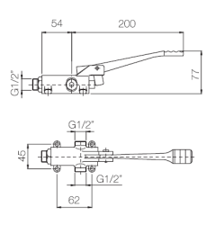 PB Pedal Line Robinet cu pedală pentru picior cromat pentru montaj pe podea 1208969744