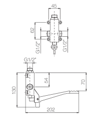 PB Pedal Line Bateria cu pedală pentru montare pe perete cromată 1208969754