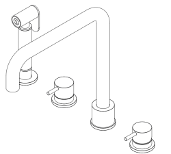 Waterevolution Flow 4-găuri baterie de bucătărie unghiulară cu duș extractibil cupru T153HCPE