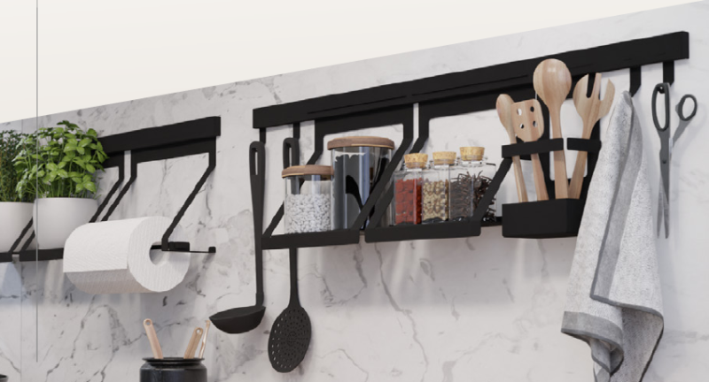 Mand Epka Luxion pentru șine de bucătărie, metal, negru, 1208969965