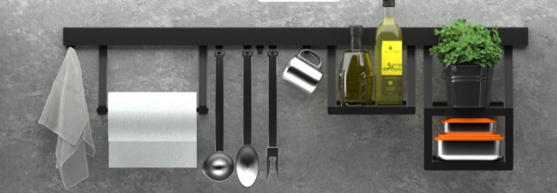 Epka Luxion Suport pentru prosoape de bucătărie pentru șine de bucătărie, Metal, Negru, 1208969968