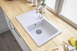 Graniteland Liri Granit Alb Chiuvetă cu zonă de scurgere 765x448 mm 1208969990