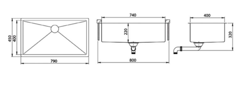 Ausmann Mosel chiuvetă mare aurie din inox - PVD auriu 74x40 universal 1208970023