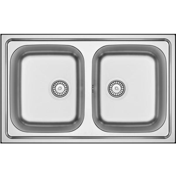 Banca Centurio 20 chiuvetă dublă din inox montaj pe blat 80x50cm 1208970026