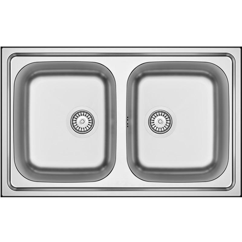 Banca Centurio 20 chiuvetă dublă din inox montaj pe blat 80x50cm 1208970026