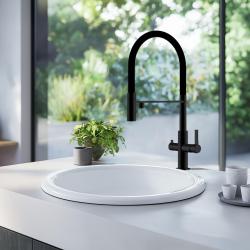 Ausmann Ceramic Brook chiuvetă rotundă din ceramică albă montată pe blat 1208970092