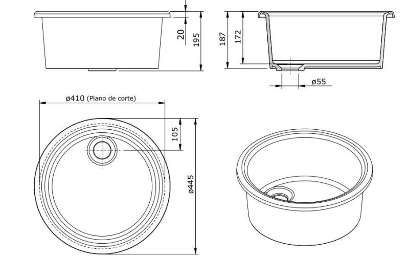 Ausmann Ceramic Brook chiuvetă rotundă din ceramică albă montată pe blat 1208970092