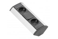 MINI prelungitor de colț cu întrerupător și 2 prize cu împământare 230V 16A