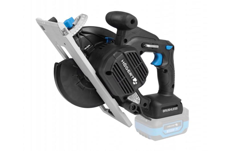 Fierăstrău circular cu acumulator HÖGERT, 18V, fără acumulator, cu racord pentru aspirator.