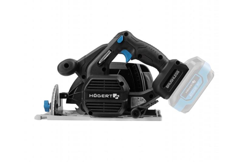 Fierăstrău circular cu acumulator HÖGERT, 18V, fără acumulator, cu racord pentru aspirator.