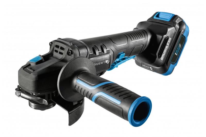 Polizor unghiular fără fir HÖGERT cu comutator tip paddle, 125MM, 18V - Set (baterie, încărcător, accesorii)