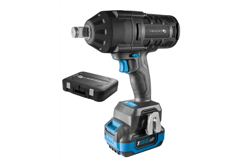 Set de chei cu impact fără perii HÖGERT, 1000 Nm, 18V cu acumulator și încărcător.