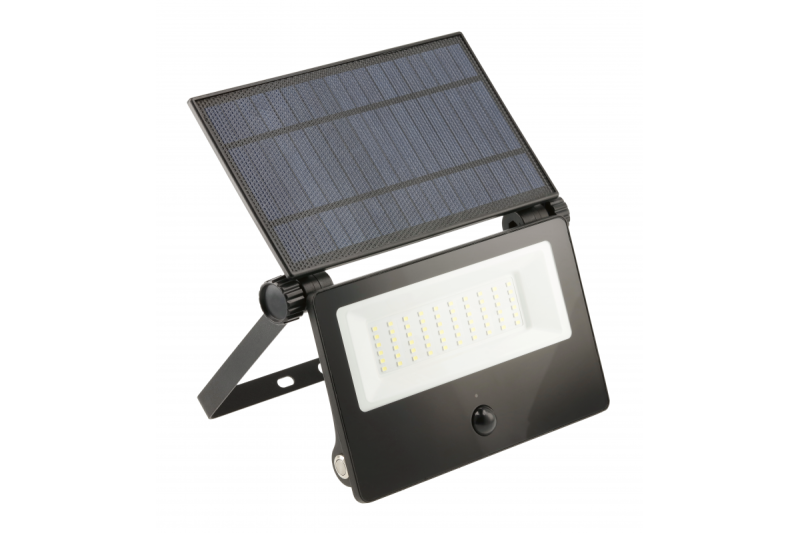 Lumină de inundație solară LUMOS II, LED, 3000lm, 6400K, 2x2600mAh înlocuibil, IP65, negru