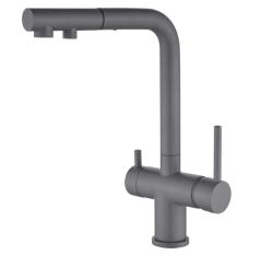 Ausmann Ellington Robinet de bucătărie cu 3 căi, cu gură retractabilă și apă filtrată - Gri - 1208970494