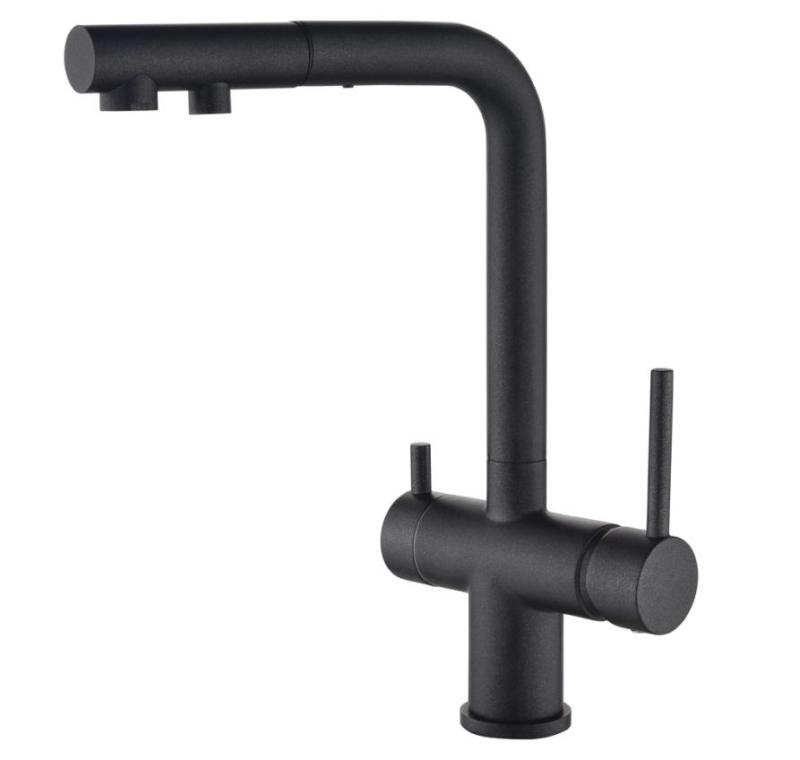 Ausmann Ellington 3-Căi Baterie de Bucătărie cu Duș Extractibil și Apă Filtrată – Antracit - 1208970495