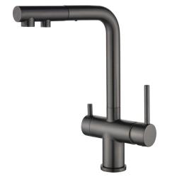 Ausmann Ellington 3-Căi Baterie de Bucătărie cu Scurgere Extensibilă și Apă Filtrată – Metal Armat – 1208970499