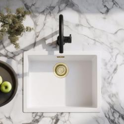Chiuvetă Albă 50x40 cm Sub-blat, Deasupra blatului și Încorporată cu Dop Auriu 1208970532