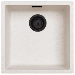 Nisip Alb Crem Chiuvetă 40x40 cm Submontare, Montare pe Blat și Montare la Nivel cu Dop Negru Mat 1208970540