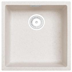 Nisip Alb Crem Chiuvetă 40x40 cm Submontare, Deasupra și Montare la Nivel cu Dop Alb 1208970541