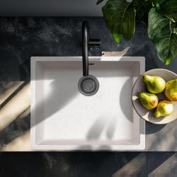 Nisip Alb Crem Chiuvetă 50x40 cm Montare subbouw, deasupra și la același nivel cu Blatul cu Dop metalic Gun 1208970544