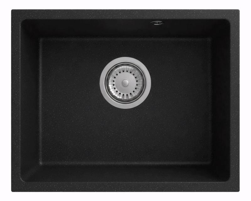Graniteland Solo Granit negru calcar chiuvetă submontată 42x34 cm cu dop din inox 1208970606
