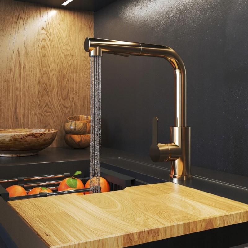 Graniteland Celeste Robinet de Bucătărie din Cupru cu Duza Extensibilă și Duș de Mână cu Funcție Dublă 1208970665