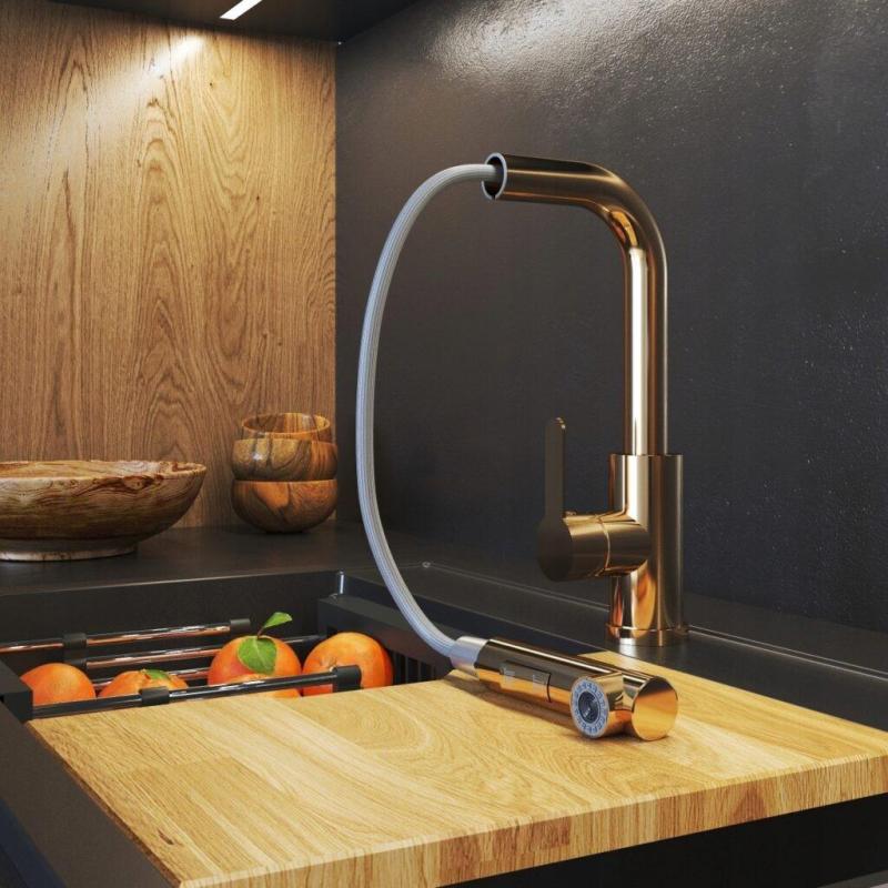 Graniteland Celeste Robinet de Bucătărie din Cupru cu Duza Extensibilă și Duș de Mână cu Funcție Dublă 1208970665