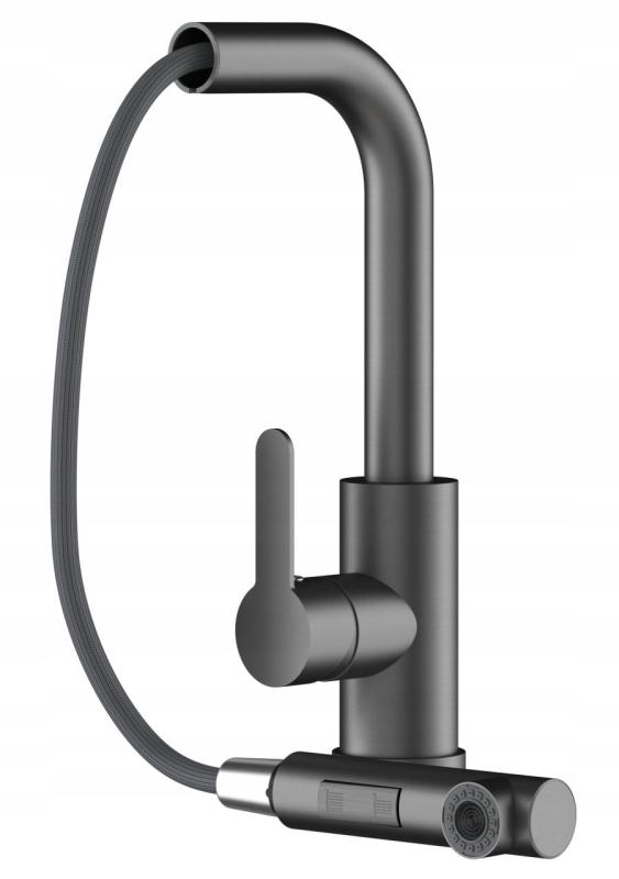 Graniteland Celeste Robinet de bucătărie cu duș extractibil și dublă funcție, finisaj Gun Metal 1208970666