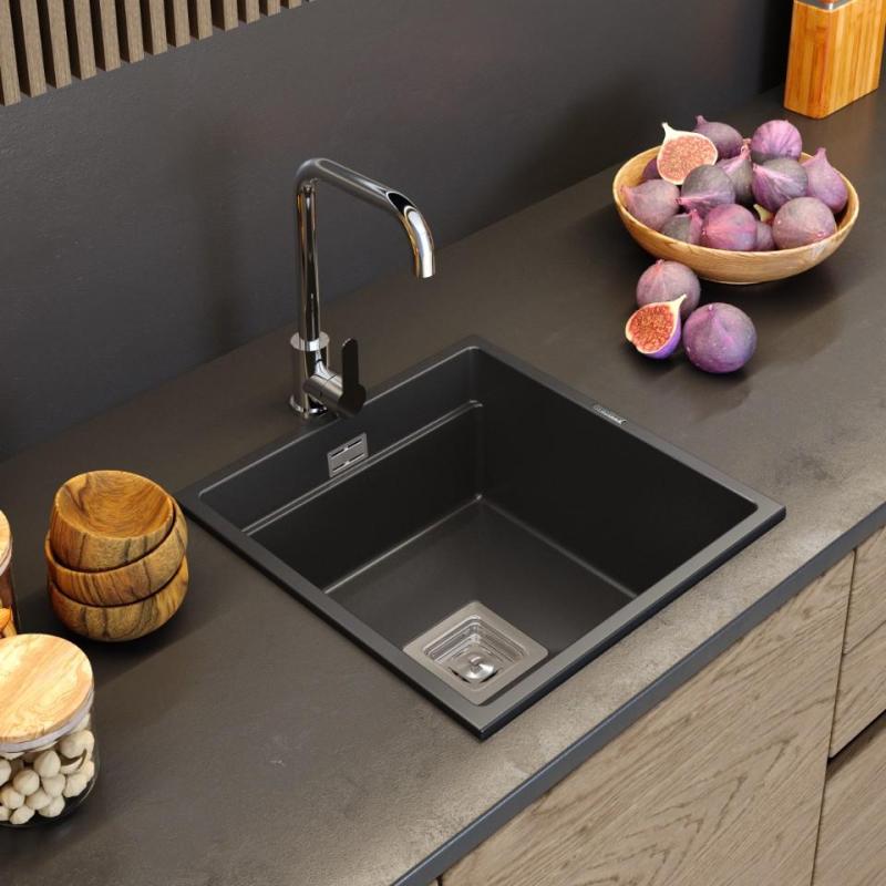 Graniteland Stellar Baterie de bucătărie cromată cu gura de scurgere rotativă 1208970667