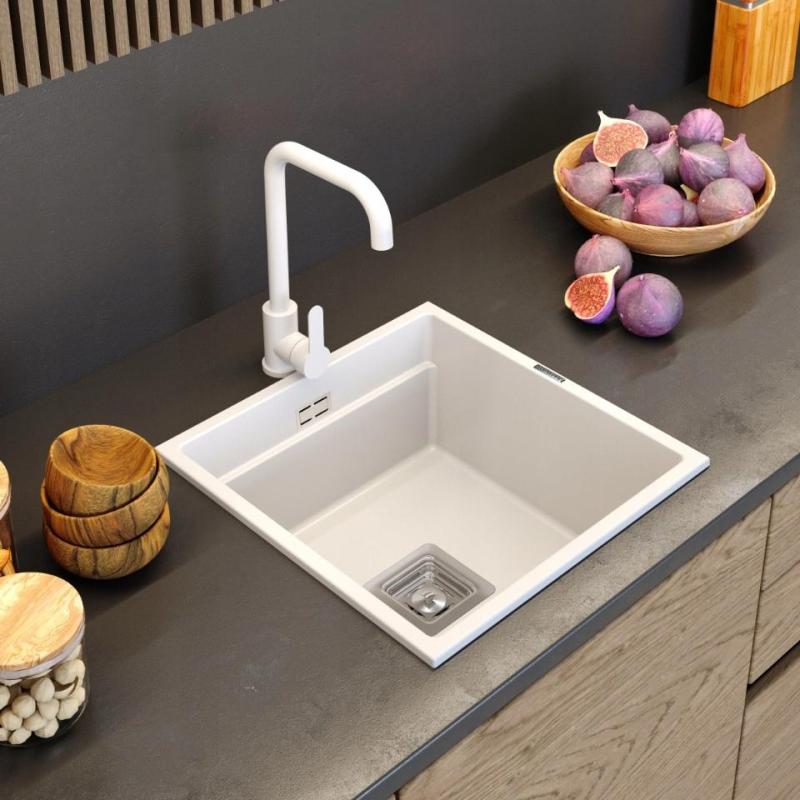 Baterie de bucătărie Graniteland Stellar Albă cu gură orientabilă 1208970668