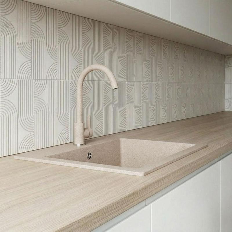 Kraan de bucătărie Graniteland Veritas, culoare nisip bej, cu pipă rotativă 1208970679.