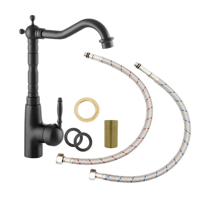 Graniteland Verve Robinet de bucătărie negru cu gura de scurgere rotativă 1208970702