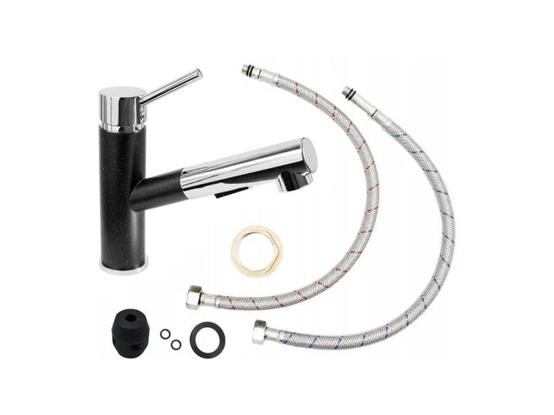 Robinet de bucătărie Graniteland Ceres cu aspect de piatră dură Arduin, cu gât extensibil și duș de mână cu dublă funcție 1208970706