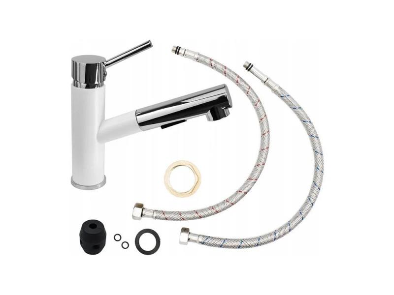 Graniteland Ceres Baterie de Bucătărie Albă cu Scurgere Extensibilă și Duș cu Dublă Funcție 1208970709