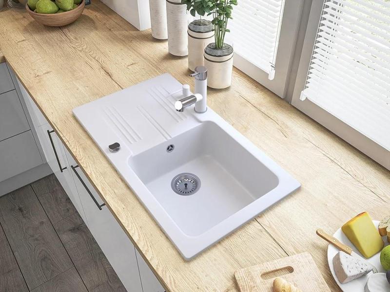 Graniteland Ceres Baterie de Bucătărie Albă cu Scurgere Extensibilă și Duș cu Dublă Funcție 1208970709