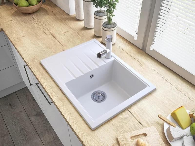 Graniteland Ceres Baterie de Bucătărie Albă cu Scurgere Extensibilă și Duș cu Dublă Funcție 1208970709