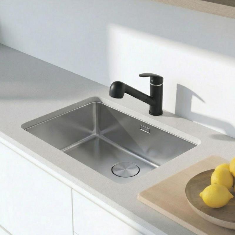 Graniteland Rhea Baterie de Bucătărie Neagră cu Scurgere Extensibilă și Duș de Mână cu Dublă Funcție 1208970711