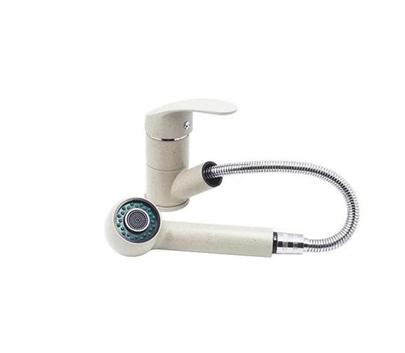 Baterie de bucătărie Graniteland Rhea Bej nisip cu ieșire extensibilă și duș de mână cu dublă funcție 1208970713