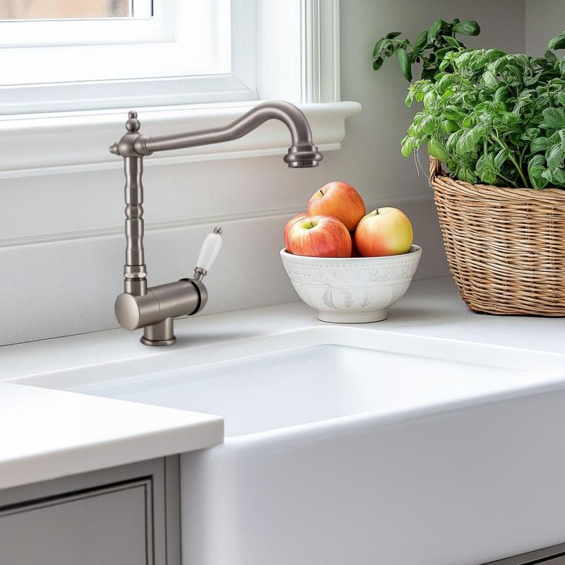 Ausmann Ceramic Mira Chiuvetă Ceramică Albă - Montare sub blatul și semi-încastrată 590 x 458 mm cu dop din inox 1208970733