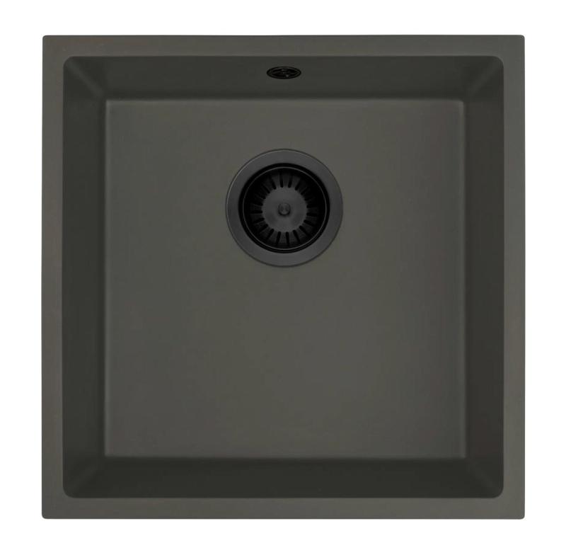 GraniteMy Universal Granit Gri, închis la culoare Chiuvetă 40x40 cm Montare deasupra, sub și la nivel cu blatul cu dop negru 1208970747
