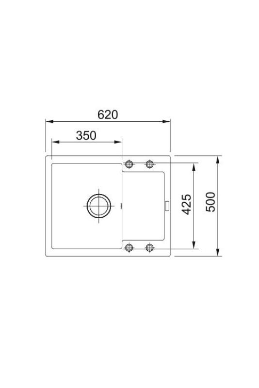 Franke Maris MRG 611-62 Fragranite Mat Negru Chiuveta 62 x 50 cm Suprafață cu Zona de Scurgere 114.0628.964