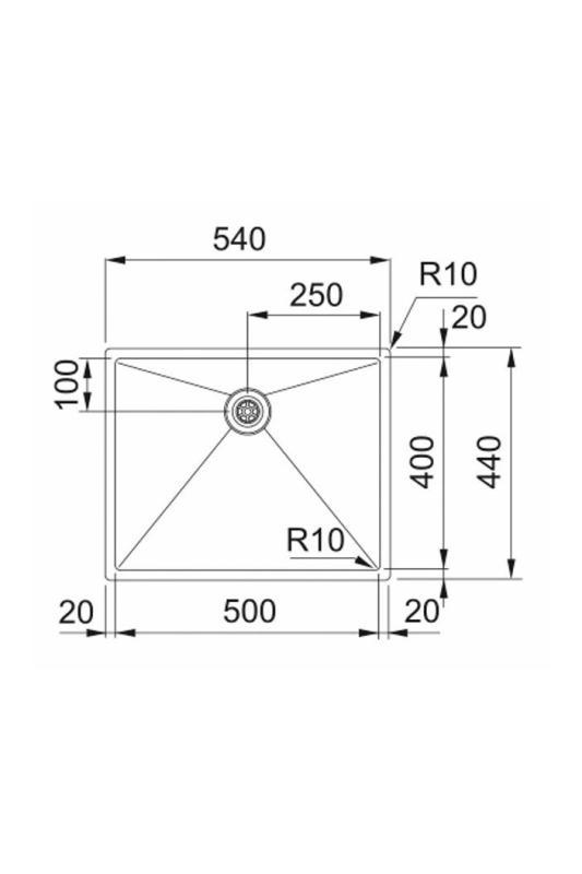 Franke Bolero Plus New R10 B2X 210-50-40 Chiuvetă din oțel inoxidabil pentru instalație la nivel, sub nivel și deasupra nivelului 50x40 cm 127.0728.977